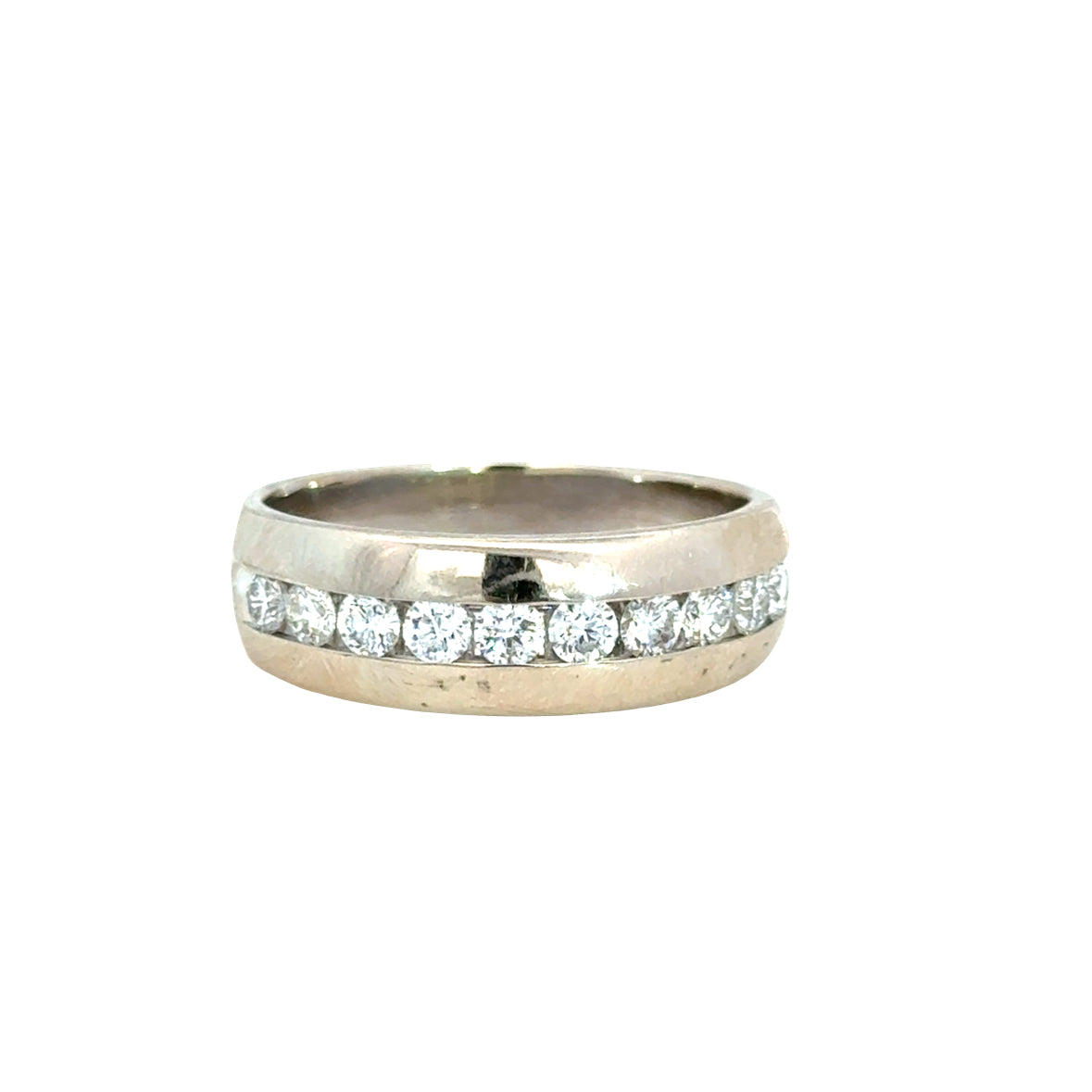 14K White Gold Classic Men’s Channel-Set Diamond Ring