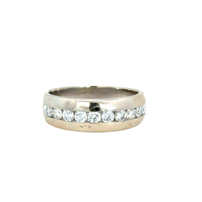 14K White Gold Classic Men’s Channel-Set Diamond Ring