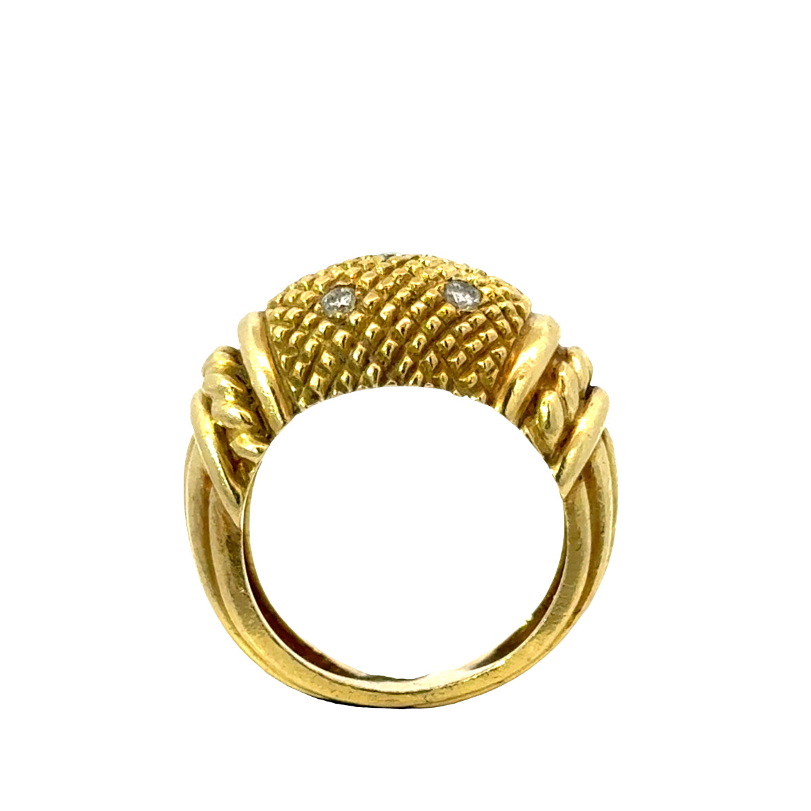 Judith Ripka 18K Gold Diamond Textured Dome Ring