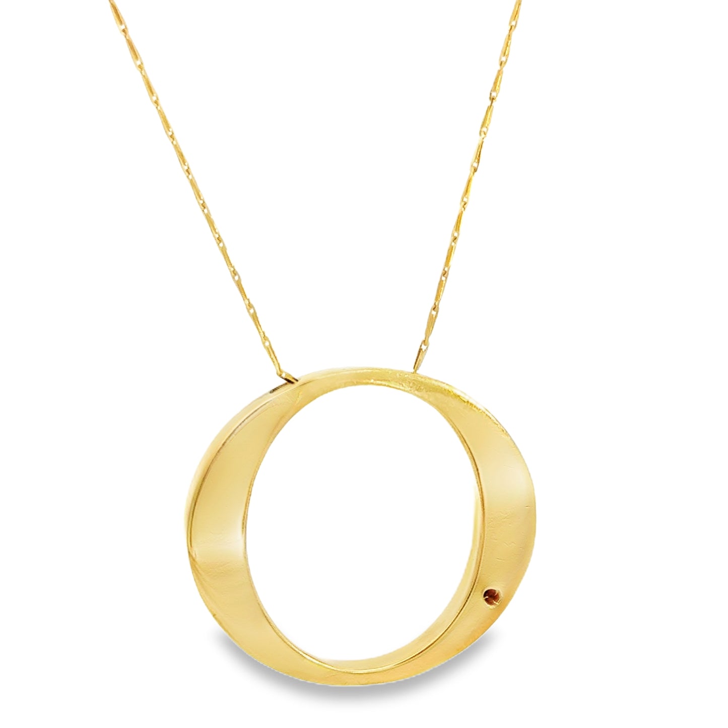 Roberto Coin 18K Yellow Gold Open Circle Pendant with Signature Ruby