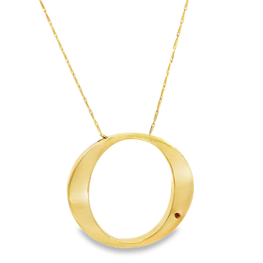 Roberto Coin 18K Yellow Gold Open Circle Pendant with Signature Ruby