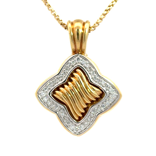 David Yurman 18K Yellow Gold & Diamond Quatrefoil Enhancer Pendant