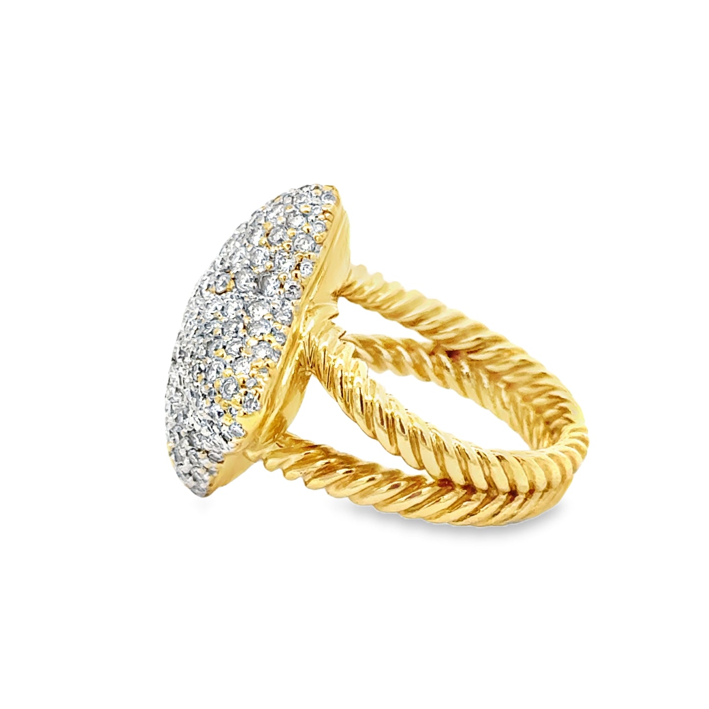 David Yurman 18K Gold Pavé Diamond Ring – Quatrefoil Design