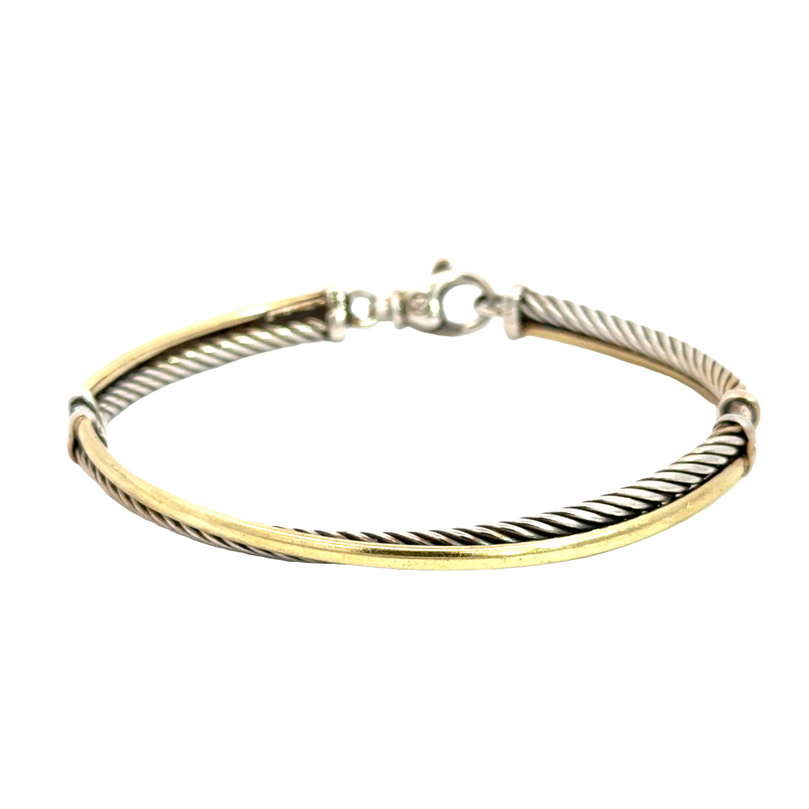 David Yurman Sterling Silver & 18K Yellow Gold Cable Crossover Bracelet