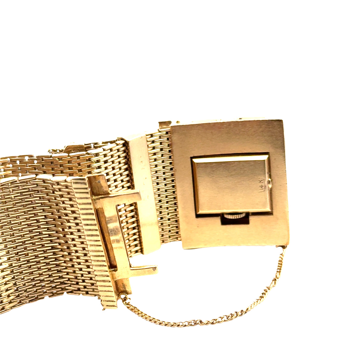 Antique Late Edwardian 14K Yellow Gold Black Enamel Tassel Wristwatch/Bracelet by Perle