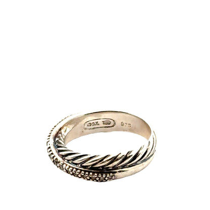 David Yurman Crossover Ring – Sterling Silver & Pavé Diamonds