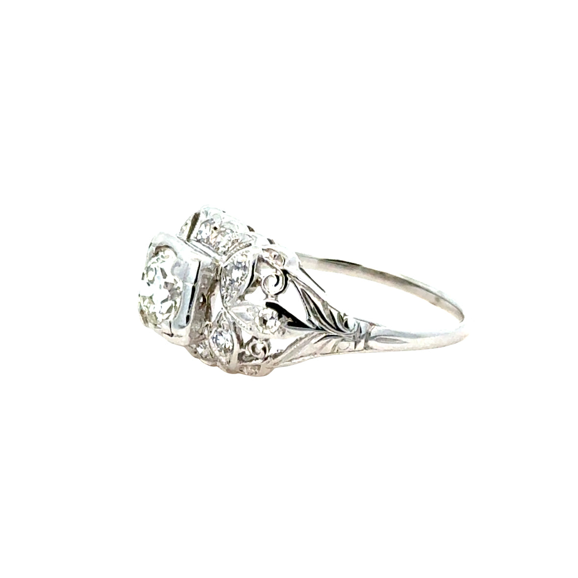 Timeless 1920s Art Deco Diamond Ring in 18K White Gold