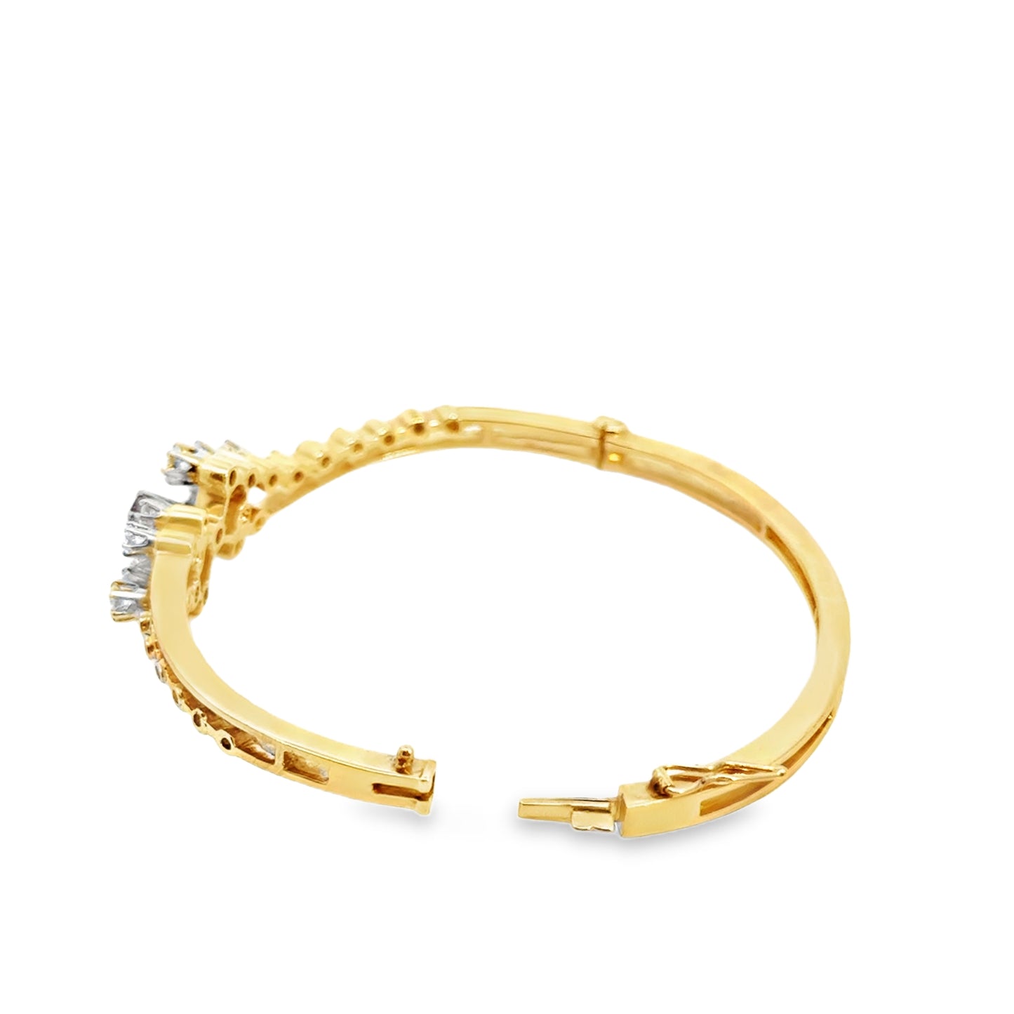 14K Yellow Gold Diamond & Ruby Floral-Inspired Bangle Bracelet