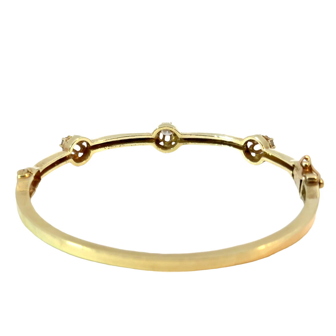 14K Yellow Gold Diamond & Dark Blue Enamel Bangle