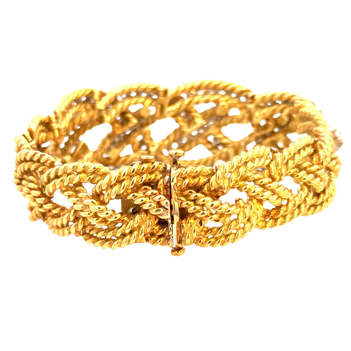 Luxury Couture-Inspired 18K Yellow Gold Diamond Rope Link Bracelet – 6.58 Carats