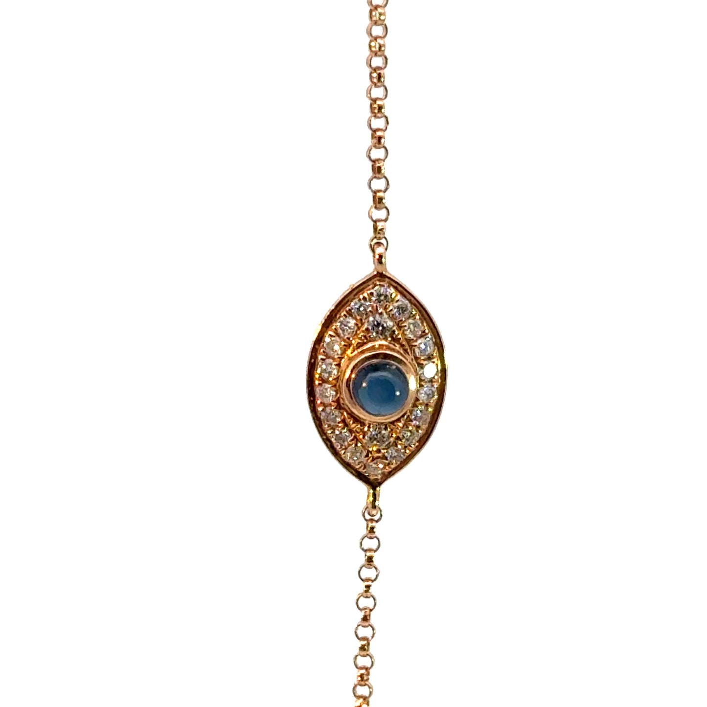 Delicate 18K Gold Sapphire Evil Eye Bracelet for Children, Adjustable