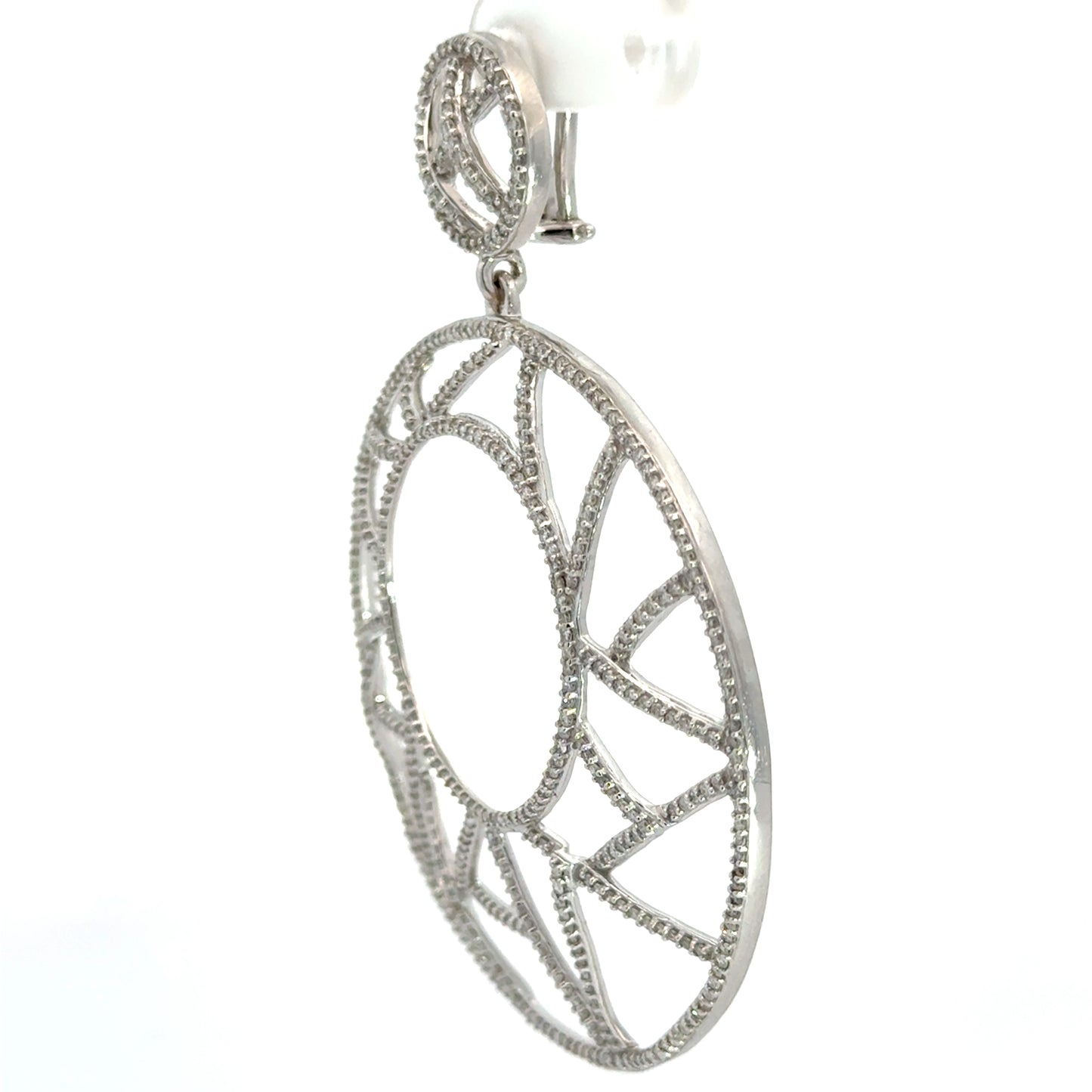 18K White Gold Large Diamond Openwork Drop Earrings