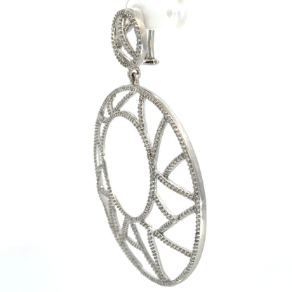 18K White Gold Large Diamond Openwork Drop Earrings