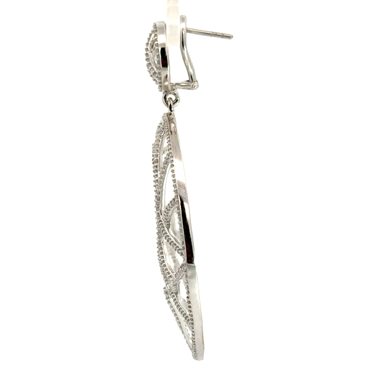 18K White Gold Large Diamond Openwork Drop Earrings