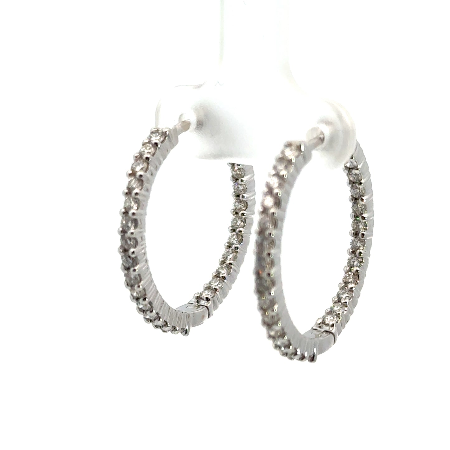 Roberto Coin The Perfect Diamond Hoop Earrings – 18K White Gold