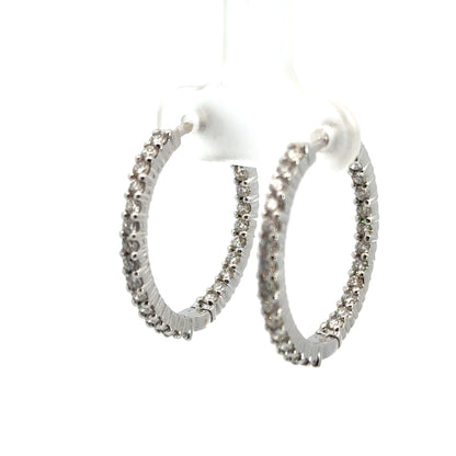 Roberto Coin The Perfect Diamond Hoop Earrings – 18K White Gold