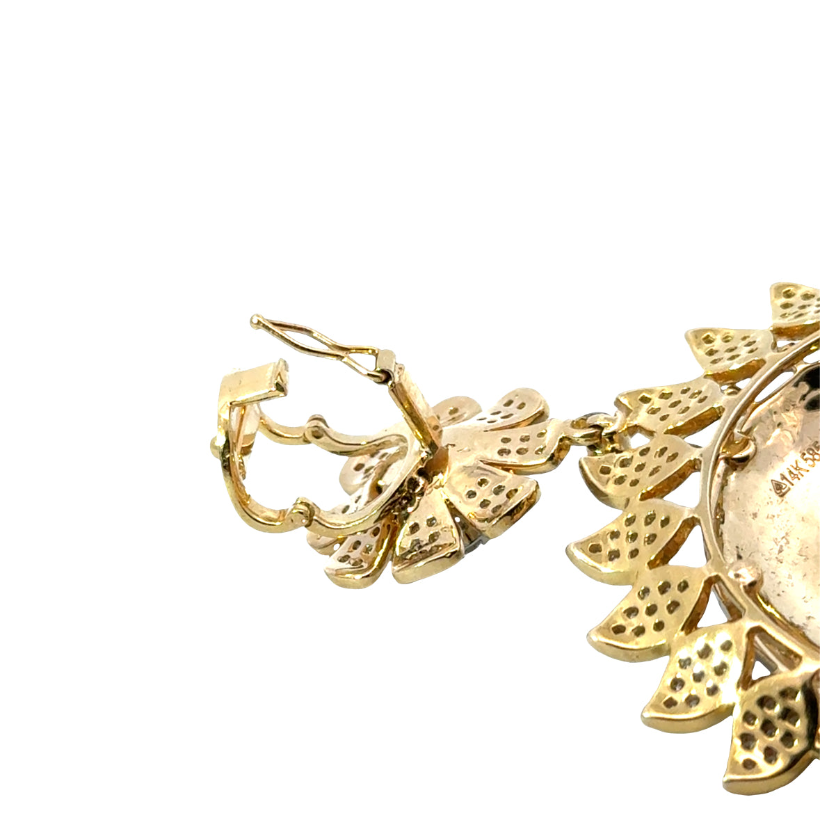 14K Yellow Gold Diamond & Blue Enamel Floral Jewelry Set