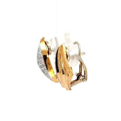 Vintage Brushed Yellow Gold Diamond Earrings