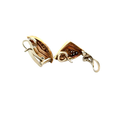 Vintage Brushed Yellow Gold Diamond Earrings