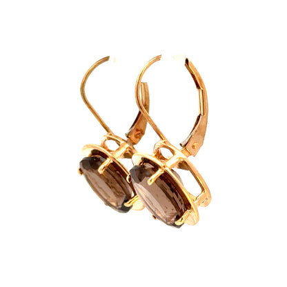 Smoky Topaz & Yellow Gold Drop Earrings