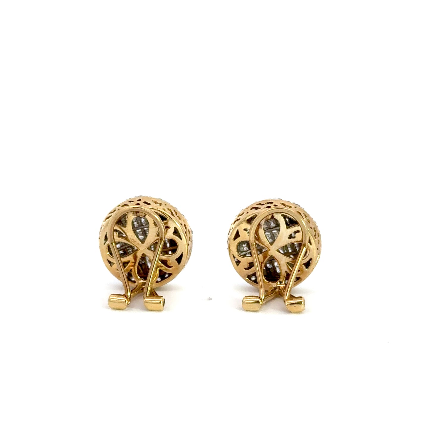 Two-Tone Gold Diamond Cluster Halo Clip-On Earrings