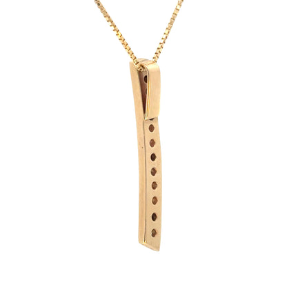 Diamond Curved Bar Pendant Necklace in 14K Yellow Gold with Box Chain
