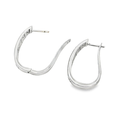 Elegant Diamond Hoop Earrings in 14K White Gold