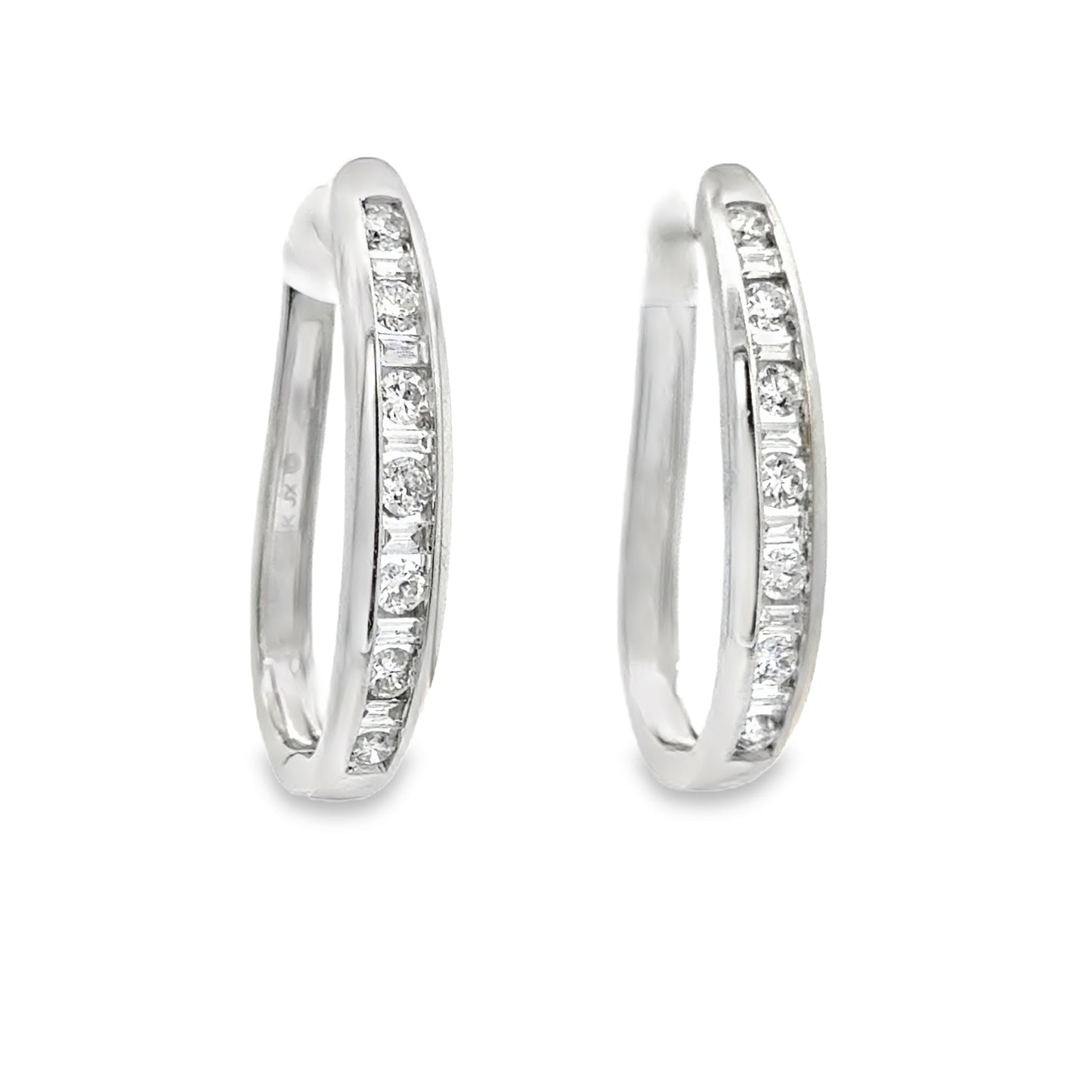 Elegant Diamond Hoop Earrings in 14K White Gold