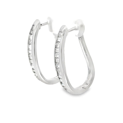 Elegant Diamond Hoop Earrings in 14K White Gold