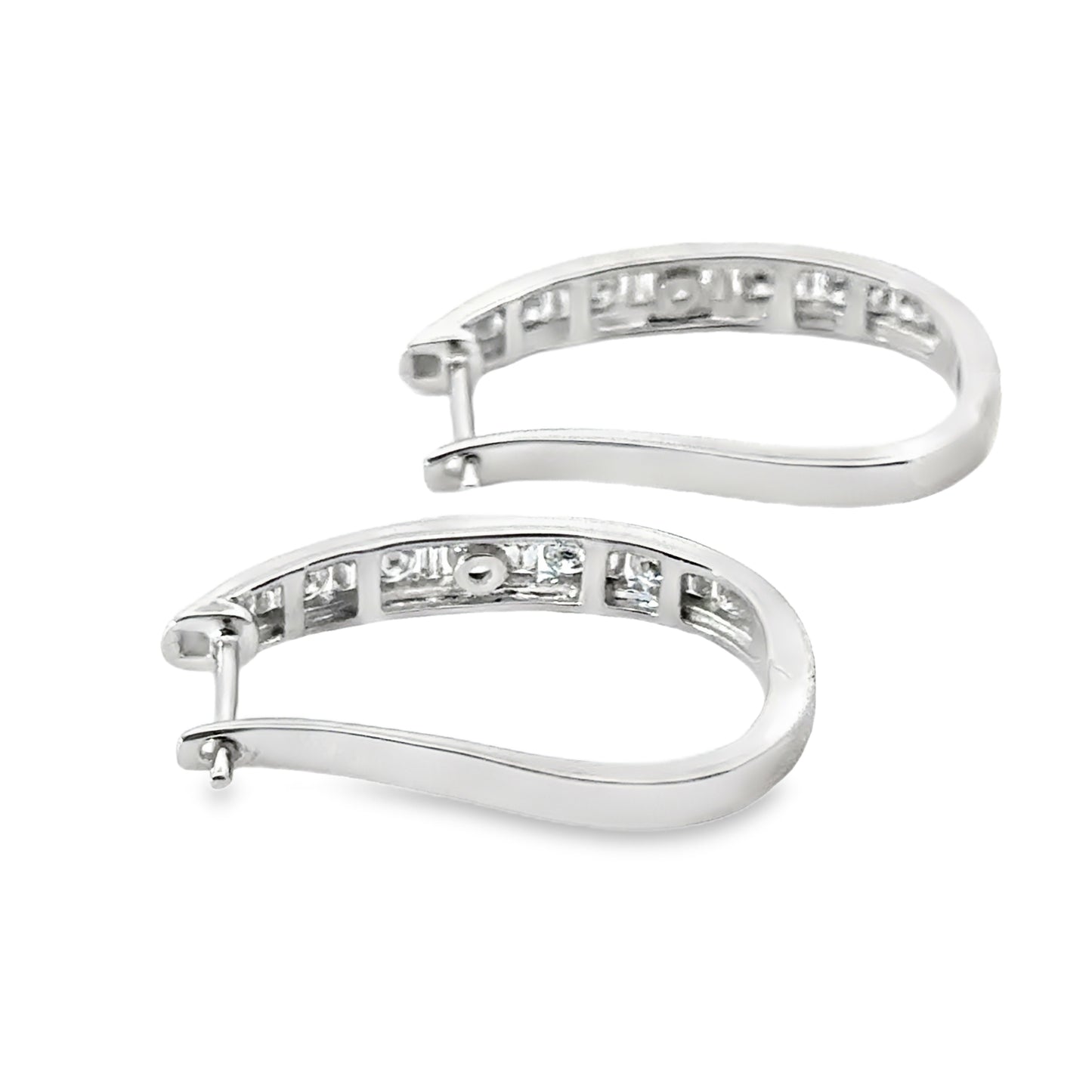 Elegant Diamond Hoop Earrings in 14K White Gold