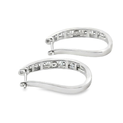 Elegant Diamond Hoop Earrings in 14K White Gold