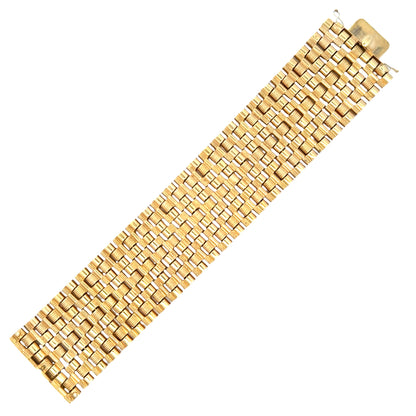 Vintage Italian 18K Yellow Gold Wide Multi-Row Link Bracelet - 1990’s
