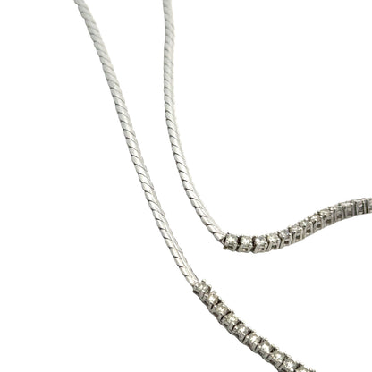 18K White Gold Diamond Tennis Lariat Necklace with South Sea Pearl Drops