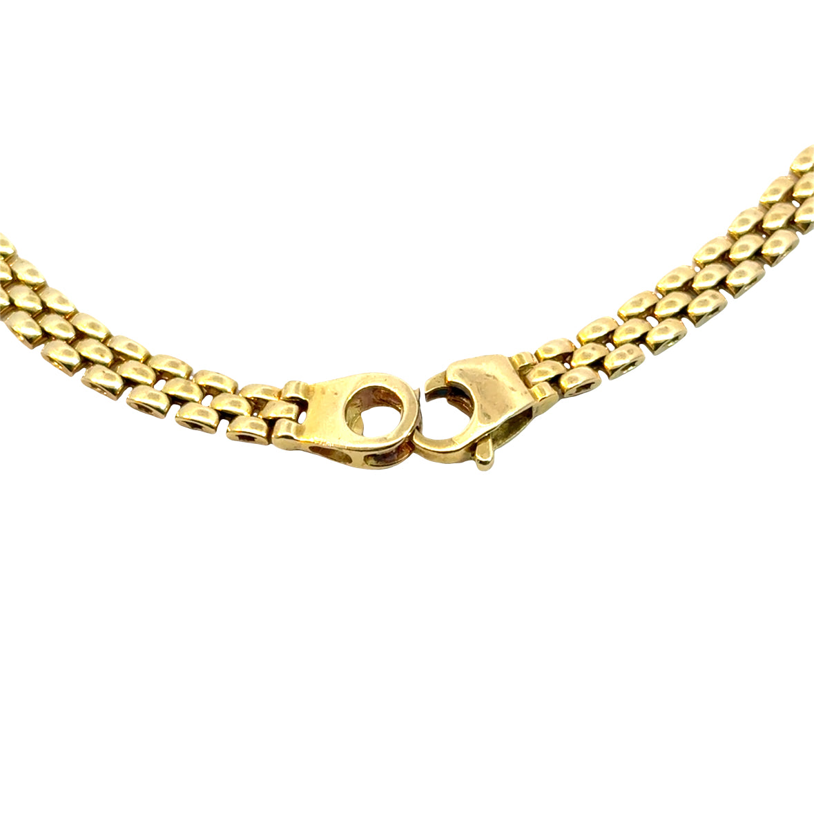 Vintage     18K Yellow Gold Sapphire Diamond Necklace – Flexible Link Chain