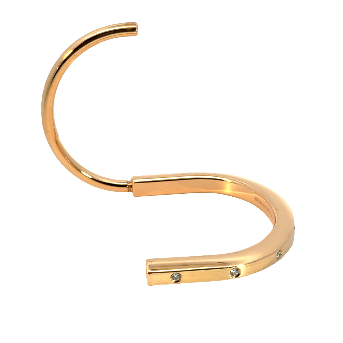 Tiffany & Co. 18K Rose Gold Diamond Bar Bangle Bracelet – Italy