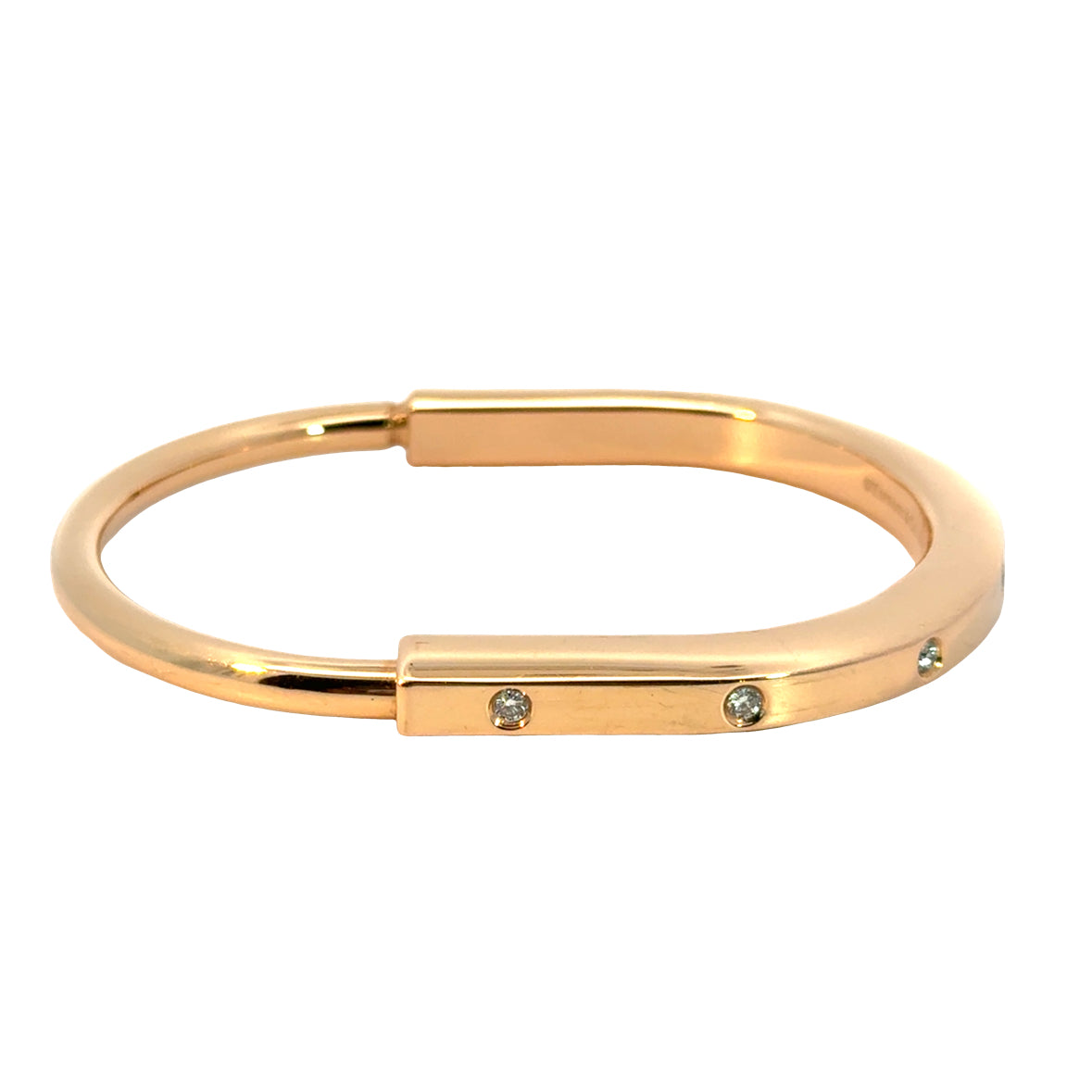 Tiffany & Co. 18K Rose Gold Diamond Bar Bangle Bracelet – Italy
