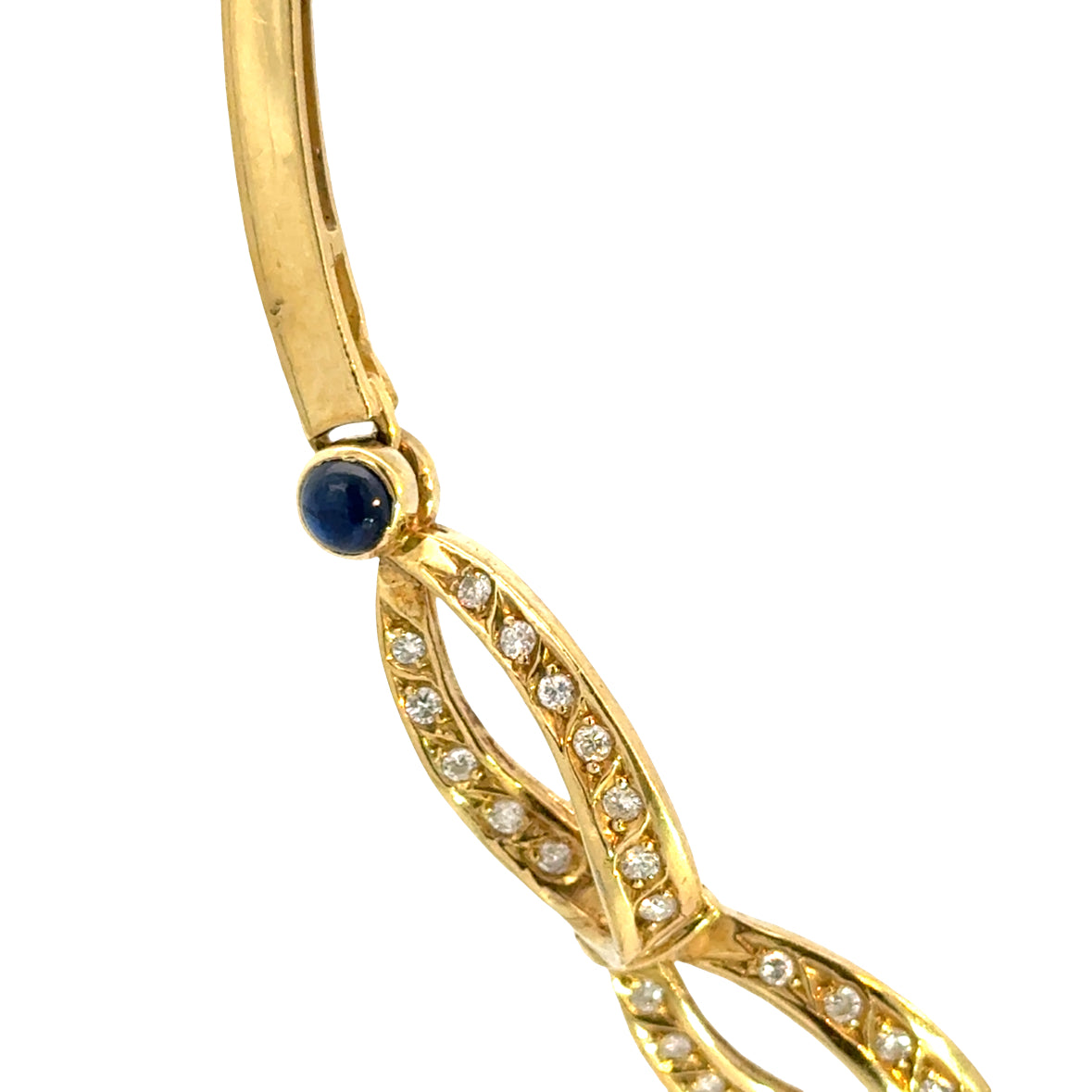 1960’s Estate 18K Gold Diamond & Sapphire Link Necklace
