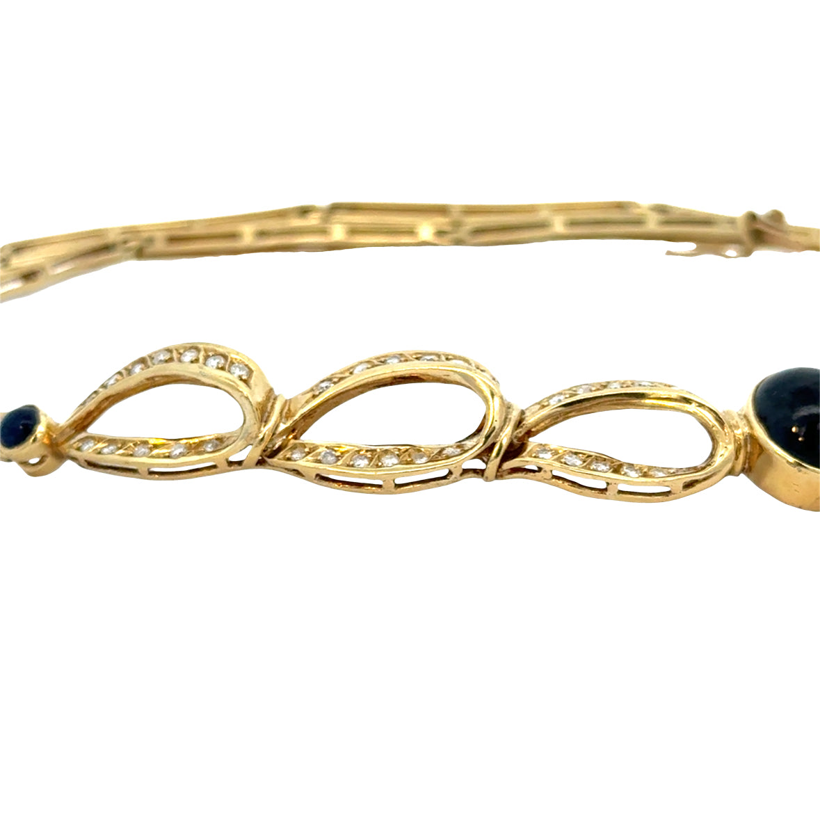 1960’s Estate 18K Gold Diamond & Sapphire Link Necklace