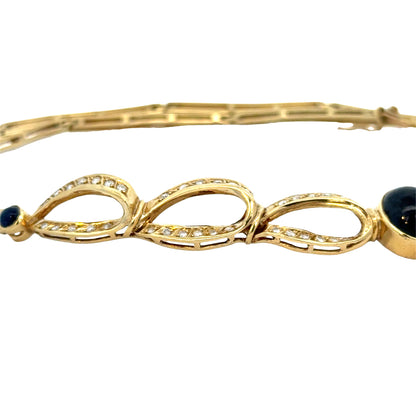 1960’s Estate 18K Gold Diamond & Sapphire Link Necklace