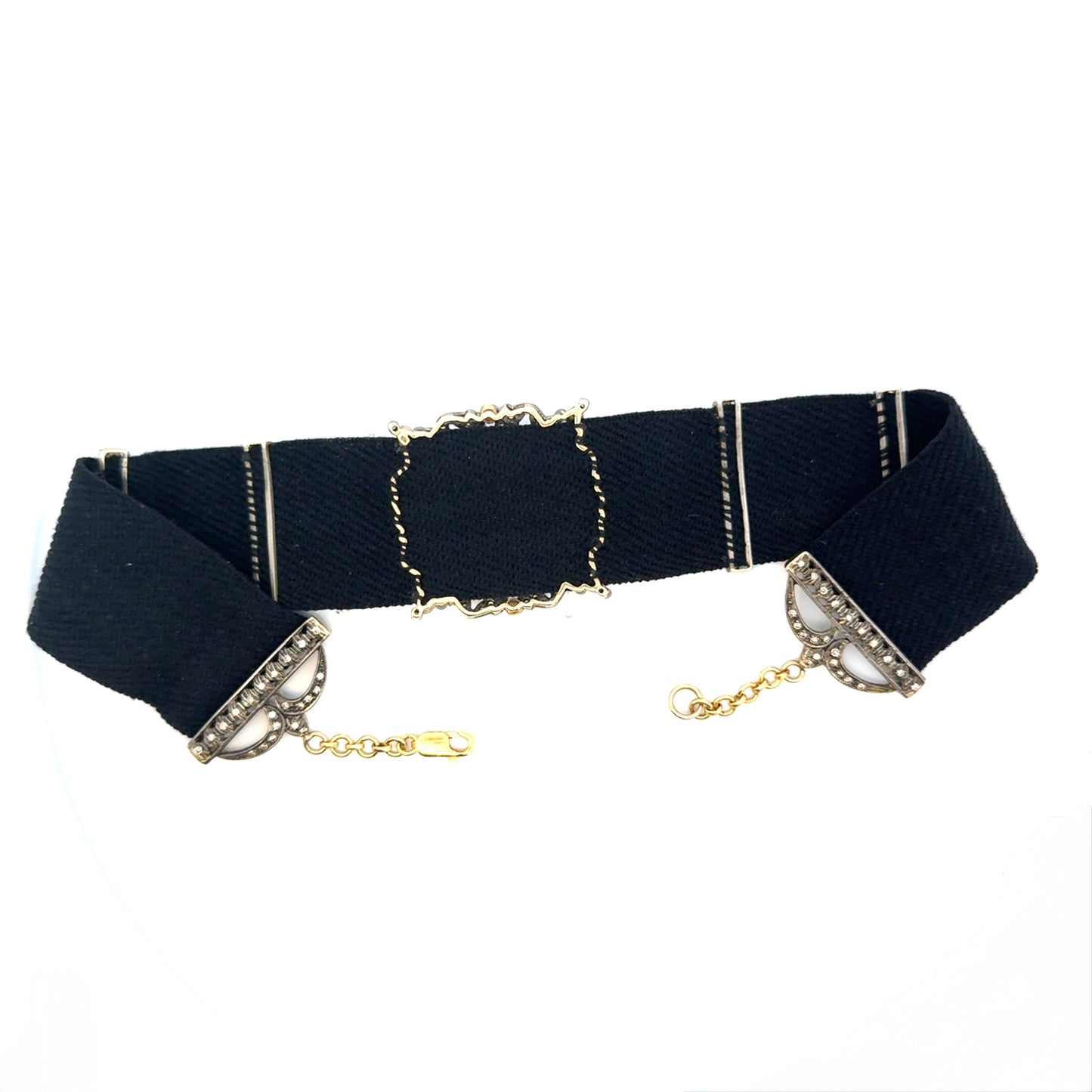 18K White Gold Vintage Peridot & Diamond Statement Choker Necklace