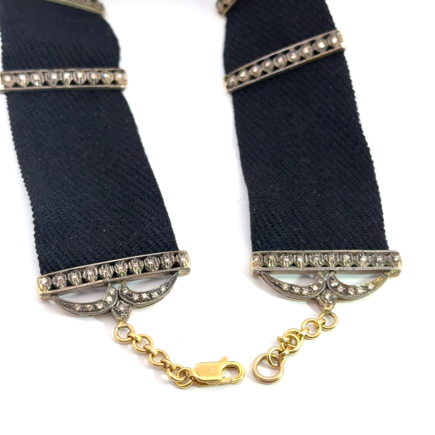 18K White Gold Vintage Peridot & Diamond Statement Choker Necklace