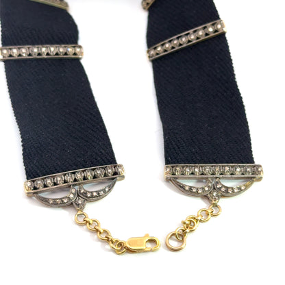 18K White Gold Vintage Peridot & Diamond Statement Choker Necklace