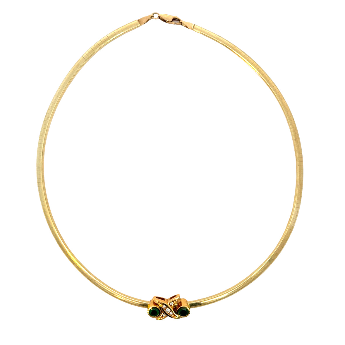 Signed NSS Emerald & Diamond Convertible Choker Necklace in 14K & 18K Gold