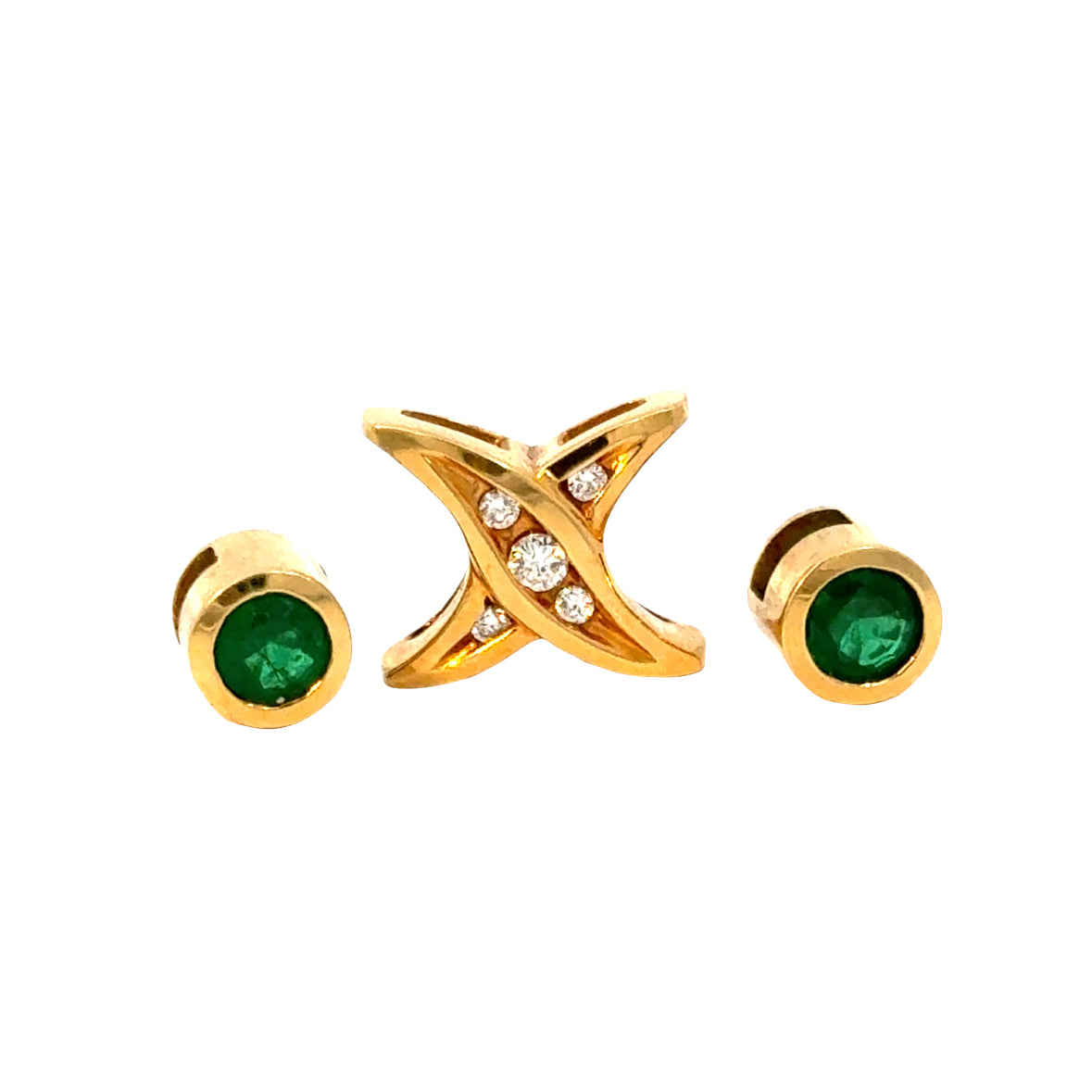 Signed NSS Emerald & Diamond Convertible Choker Necklace in 14K & 18K Gold