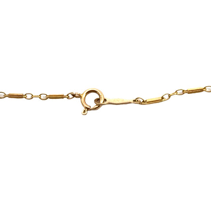 14K Yellow Gold Chain Necklace with Oval Pearl Drops