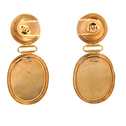 14K Yellow Gold Classical Cameo Drop Earrings – Italian