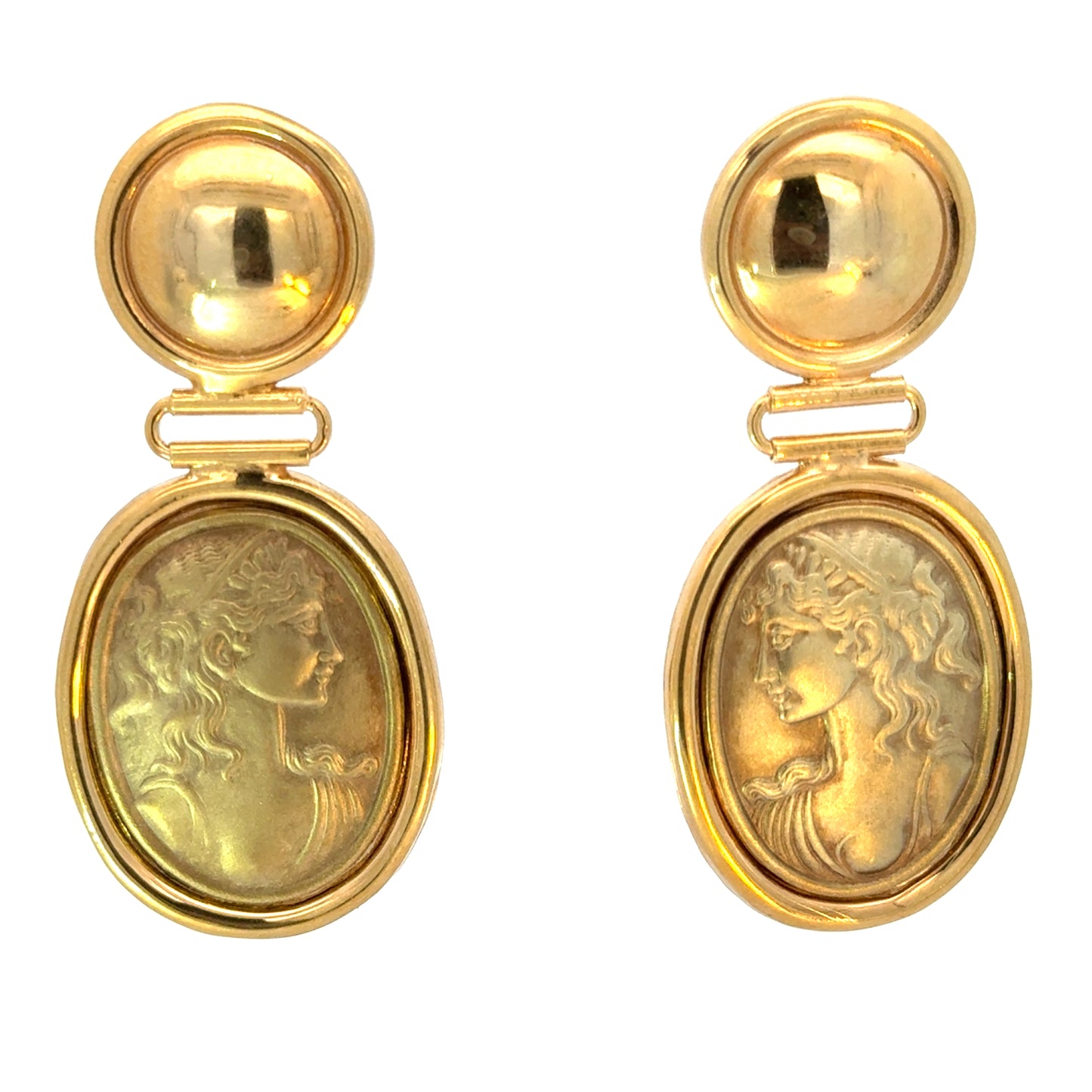 14K Yellow Gold Classical Cameo Drop Earrings – Italian