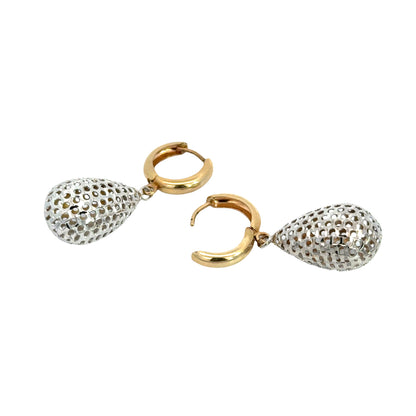 Two-Tone Gold Openwork Teardrop Drop Earrings