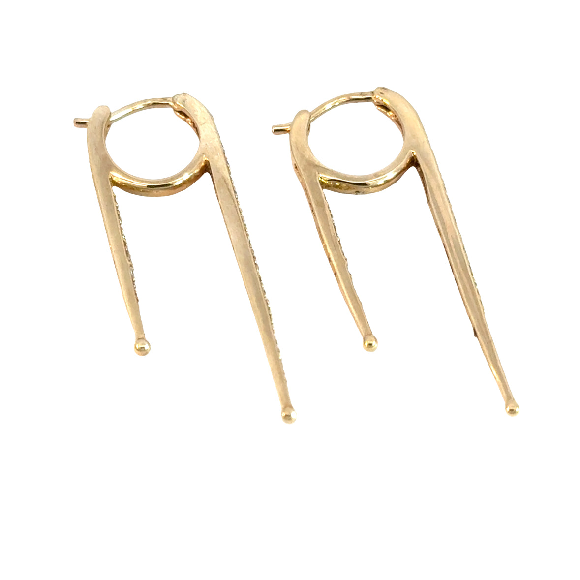 Front-to-Back Diamond Dangle Earrings | 14K Gold Modern Linear Design