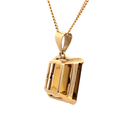 14K Yellow Gold Emerald-Cut Citrine Pendant